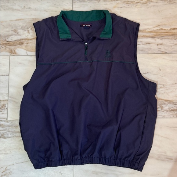PGA Tour TPC Tampa Bay 1/4 Zip Windbreaker Golf Vest XL Navy Green - Picture 6 of 8